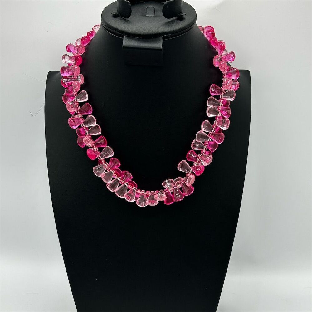 Vintage Multi Tone Pink Faceted Bead Necklace Elegant Statement Jewelry